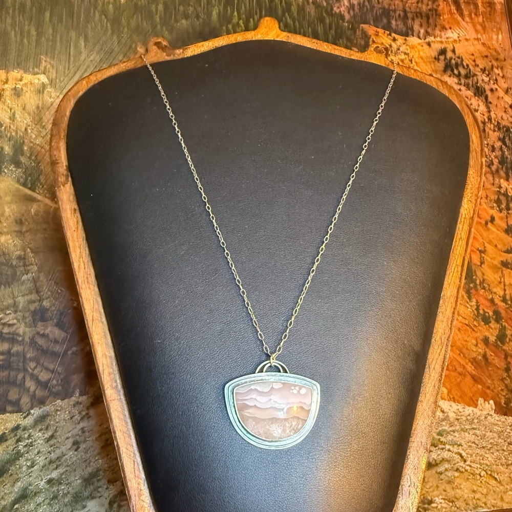 Allure Sterling Silver Banded Agate Pendant Necklace – .925 Artisan Jewelry